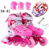 Flash Inline Skates Shoes for Kids girls boy Roller Skating Shoes Flashing PU Wheels & Knee Helmet protect Free Skating Patines