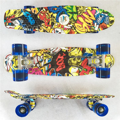 Completed Cruiser Mini Skateboard 22" Graphic Retro Skate Board Deck Fishboard Plastic Skateboard For kids Children