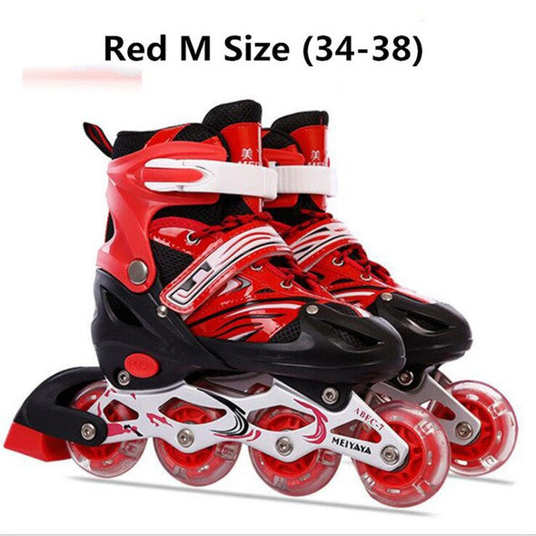 Flash Adjustable Inline Skates Shoes for Kids Children Roller Skating Shoes 8pcs Flashing Lighted PU Wheels Free Skating Patines