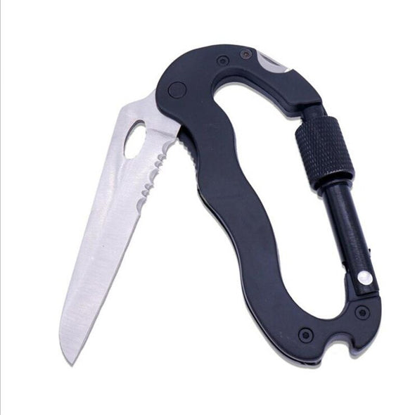 Five-in-one multi-functional outdoor climbing buckle multi tools high quality stainless steel for outdoor or camping survival