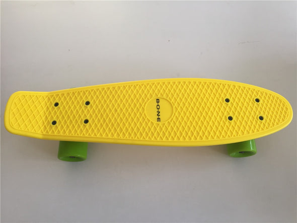 Pastel Yellow 22" Style Skateboard Child Cruiser Mini Longboard Plastic Fish Skate Long Board With Green Wheels