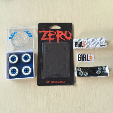 Quality Ele skateboard parts Skate bearing ABEC-3 -Ceramic with Element ZERO Royal riser pad and Diamond or Girl 1" screws