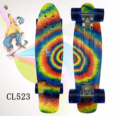 Qualit 22" Multi Banana Board color mixed Cruiser Skateboard Retro Mini Skate Long Board Small Plastic Longboard Complete Skates