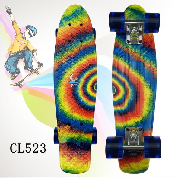 Qualit 22" Multi Banana Board color mixed Cruiser Skateboard Retro Mini Skate Long Board Small Plastic Longboard Complete Skates