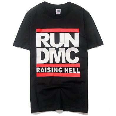 Black Available Street Men Cotton Skateboard T Shirts Hip Pop RUN DMC Shirt Streetwear Tees Short Running T-Shirt