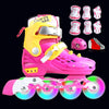 Professional Soft Roller Skates For Kids Rollerblade Inline Skates Shoes Flashing 4 Wheels Outdoor Fingure Skating Shoes Patins