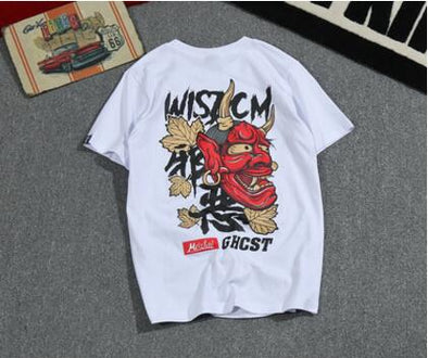 Quality skate boarding Tee for boy and girl street wear with the chinese words means evil original design T shirt for HiP POP